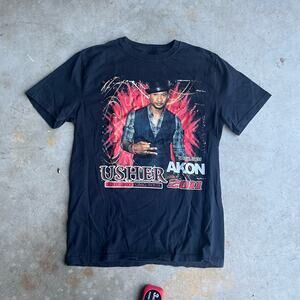 early 2010s 2011 usher akon‎ rap artist hip hop tour t-shirt mens small cool